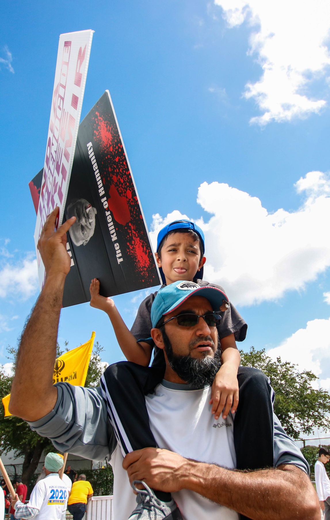 Protesters rally outside President Donald Trump, Indian Prime Minister Narendra Modi summit in Houston